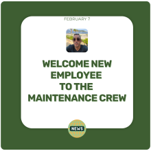 Welcome New Employee to the Maintenance Crew