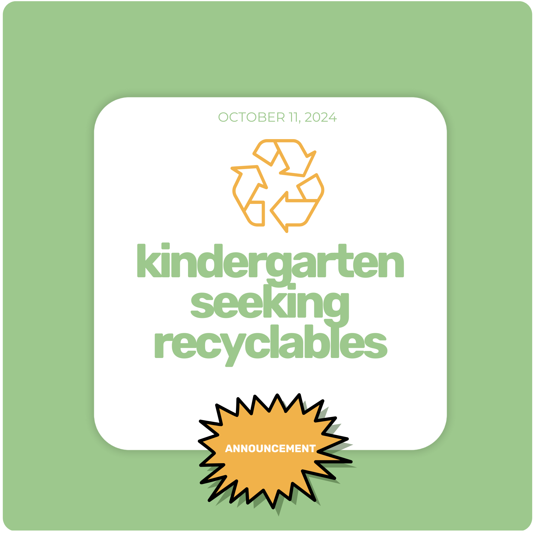 Kindergarten Seeking Recyclables